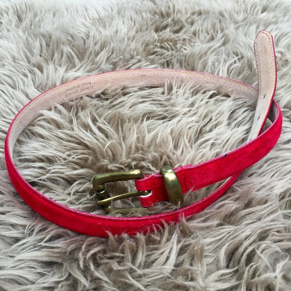 Vintage thin red leather belt - size L - Picture 1 of 6
